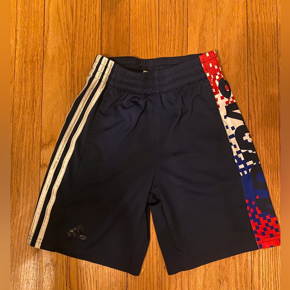 Adidas Kids' Navy Shorts size S (8) with Red and Blue Accents